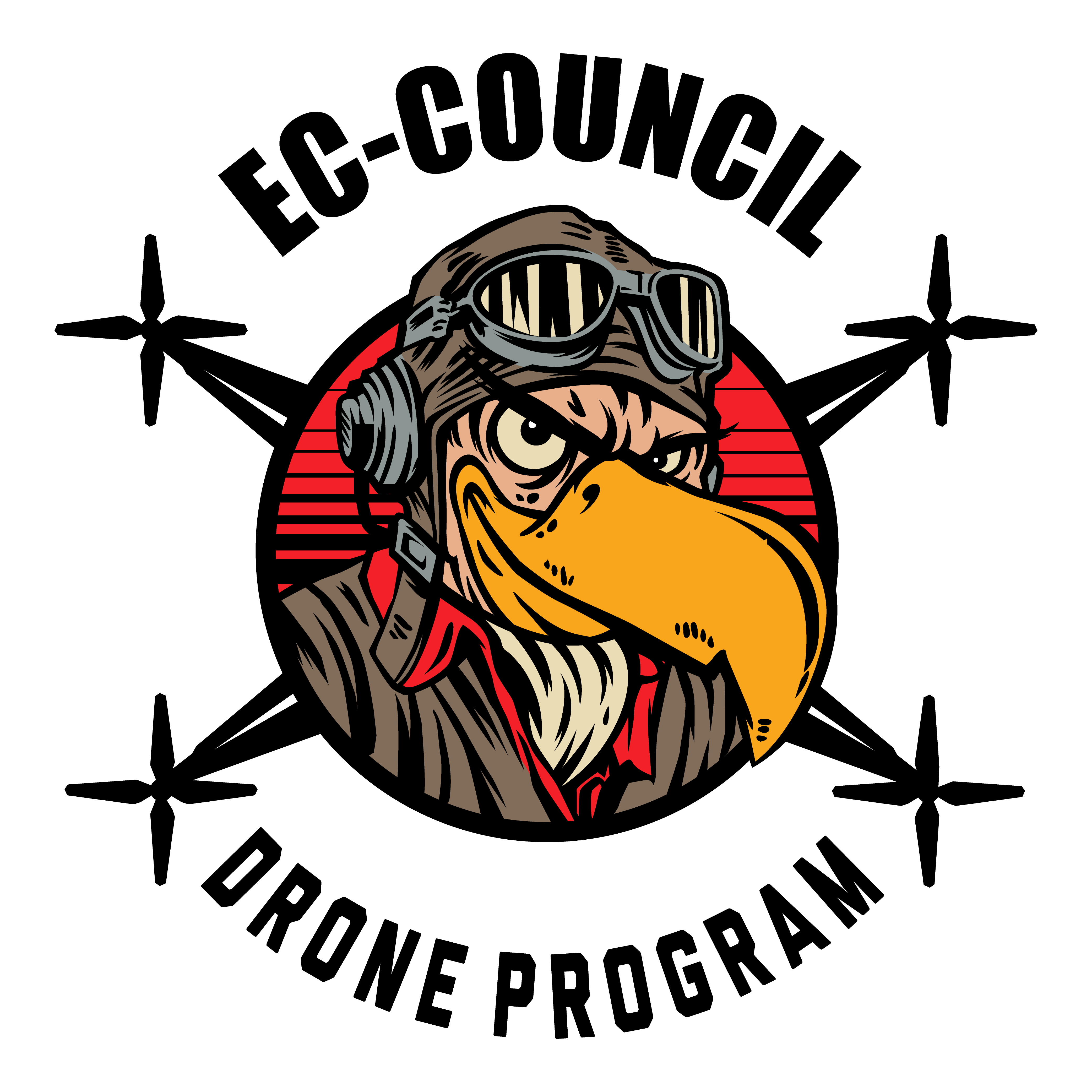 Logo for the EC-Council Drone Program shows a cartoon vulture with aviator goggles.